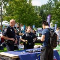 Student speaking to Grand Rapids Police Department recruitment